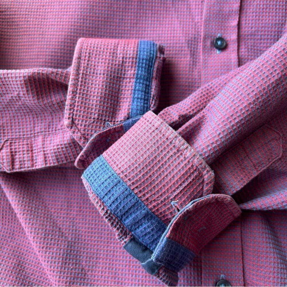 Report Collection Purple Waffle Pattern Pattern Button Down  Shirt - Picture 16 of 16